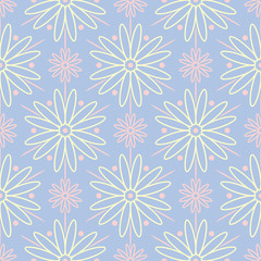 Fototapeta na wymiar Floral seamless pattern. Pale blue background with beige and pink flower elements
