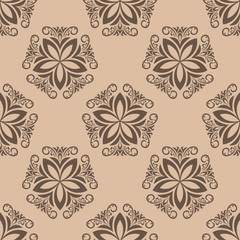 Fototapeta na wymiar Floral background with brown beige seamless pattern