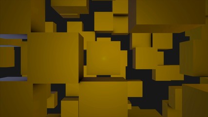Abstract Cubes Background Random Motion, 3d Loopable Animation. Abstract color boxes background. Seamless Looping Abstract Cubes Background. Yellow cubes