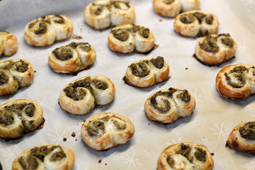 Bakery process. Homemade rolls.