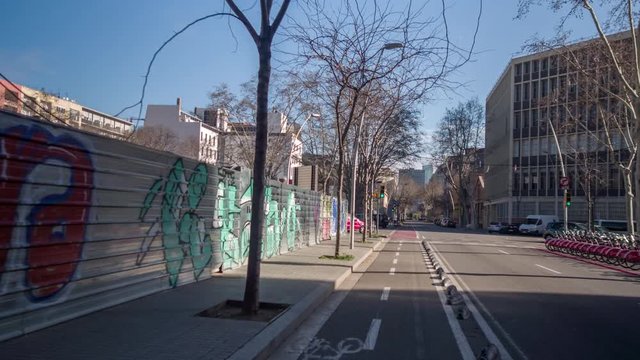 pov shot travelling around the streets of Barcelona's PobleNou district