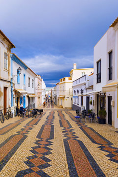 Typical residential street in ancient town of Lagos, Algarve Region, Portugal