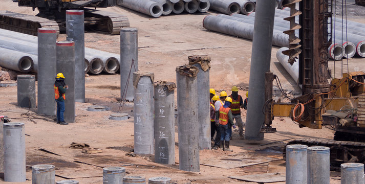 construction concrete piles.