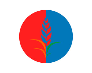 blue red circle paddy wheat barley plant harvest agriculture image vector