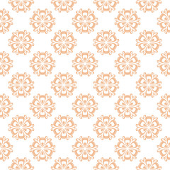 Floral colored seamless pattern. Brown and white background with fower elements for wallpapers
