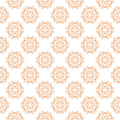 Floral colored seamless pattern. Brown and white background with fower elements for wallpapers
