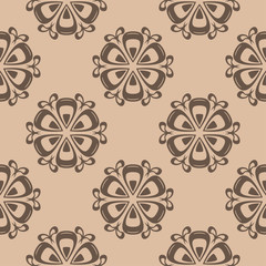 Floral brown seamless pattern. Background with fower elements for wallpapers