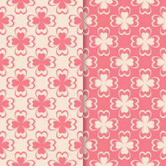 Floral colored seamless patterns. Backgrounds with fower elements for wallpapers