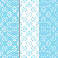 Floral colored seamless patterns. Backgrounds with fower elements for wallpapers