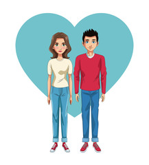 Fototapeta premium Young couple cartoon vector illustration graphic design