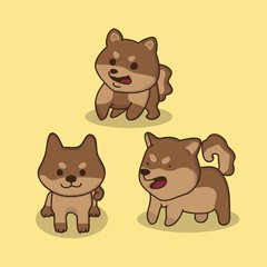 set of akita dog illustration