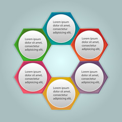 vector abstract 3d paper infographic elements.Hexagon infographics.Honeycomb design.