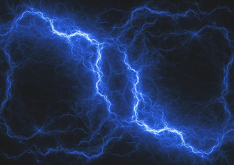 Fototapeta na wymiar Blue lightning bolt, abstract fractal storm