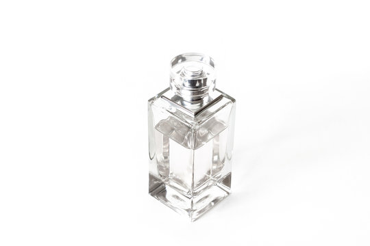  Perfume bottle mock up, fragrance spray isolated on white background, view from above