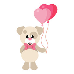Fototapeta premium cartoon cute dog with tie and lovely balloons