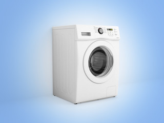 Washing machine on blue gradient background 3d illustration