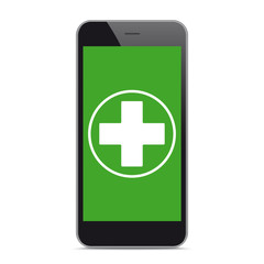 Obraz premium Black Smartphone Green Screen Cross Drugstore