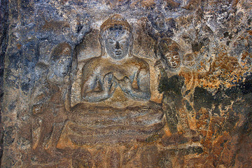 Cave 2, interior, corridor with votive panels Aurangabad Caves, Aurangabad, Maharashtra