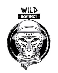 Hipster wild leopard print for t shirt vector illustration clothing design