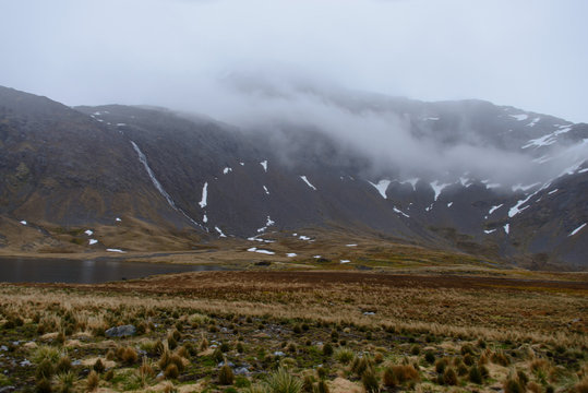 Northern landscape with lake and tundra