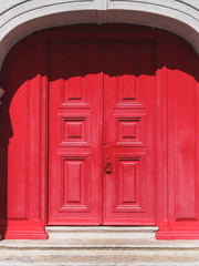 Old historical door of european city. Facade