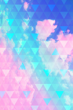 Abstract, geometric background with triangles and clouds
