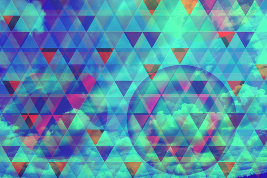 Bright, colorful futuristic, geometric background with triangles pattern