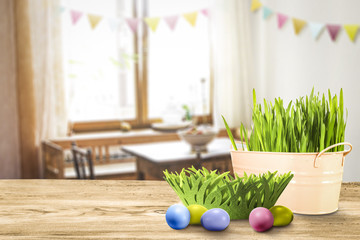 easter time and desk of free space 