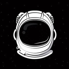 Astronaut helmet over black background vector clothing design