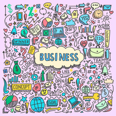 Fototapeta na wymiar illustration of business element with doodle style