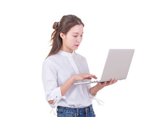 Business woman with laptop.