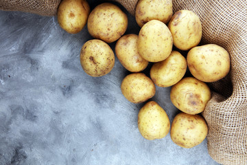 potato food . Fresh raw organic potatoes