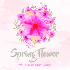 Flower Border Watercolor Illustration Postcard