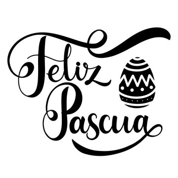 Feliz Pascua lettering. Happy Easter lettering in Spanish. Hand written Easter phrases. Seasons Greetings