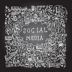 illustration of social media element with doodle style