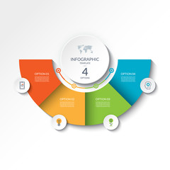 Infographic banner with 4 options. Vector template for business presentation, report, data visualization, web design. Can be used as a table, chart, diagram, graph, workflow layout .
