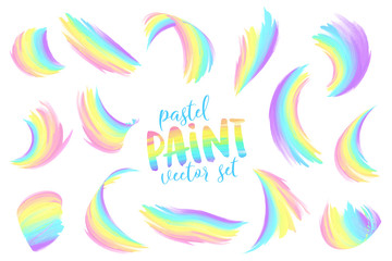 Rainbow pastel colors vector paint brushstrokes