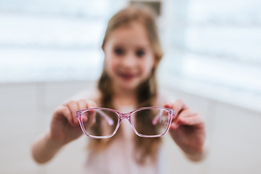 Little girl in ophthalmology clinic