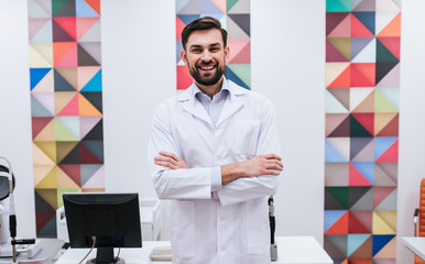 Doctor in ophthalmology clinic
