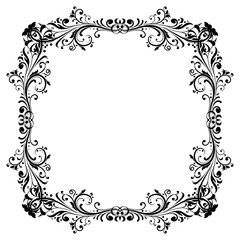 Floral decorative frame. Black ornament