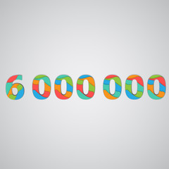 Colorful papercut layered number, vector.