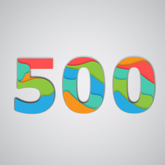Colorful papercut layered number, vector.