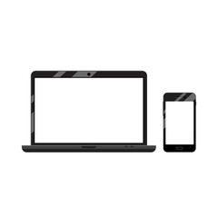 Phone and laptop devices with blank screens vector illustration isolated on white