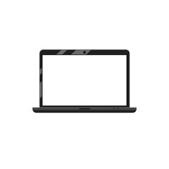 Laptop with blank screen vector illustration isolated on white. Simple flat design