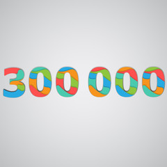 Colorful papercut layered number, vector.