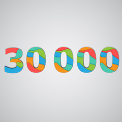 Colorful papercut layered number, vector.