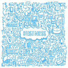 illustration of business element with doodle style