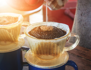 Cup of Dripping fresh hot coffee.