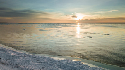 Winter sunset, Saulkrasti, Baltic Sea.