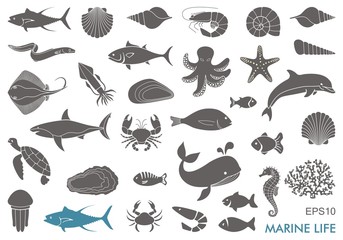 Naklejka premium Marine life icons